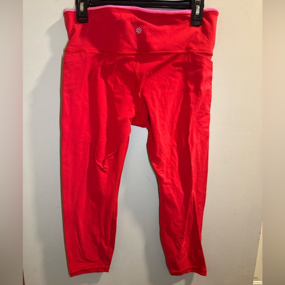 Athleta Leggings Red Side Pockets Design Size Large LP - Picture 4 of 4